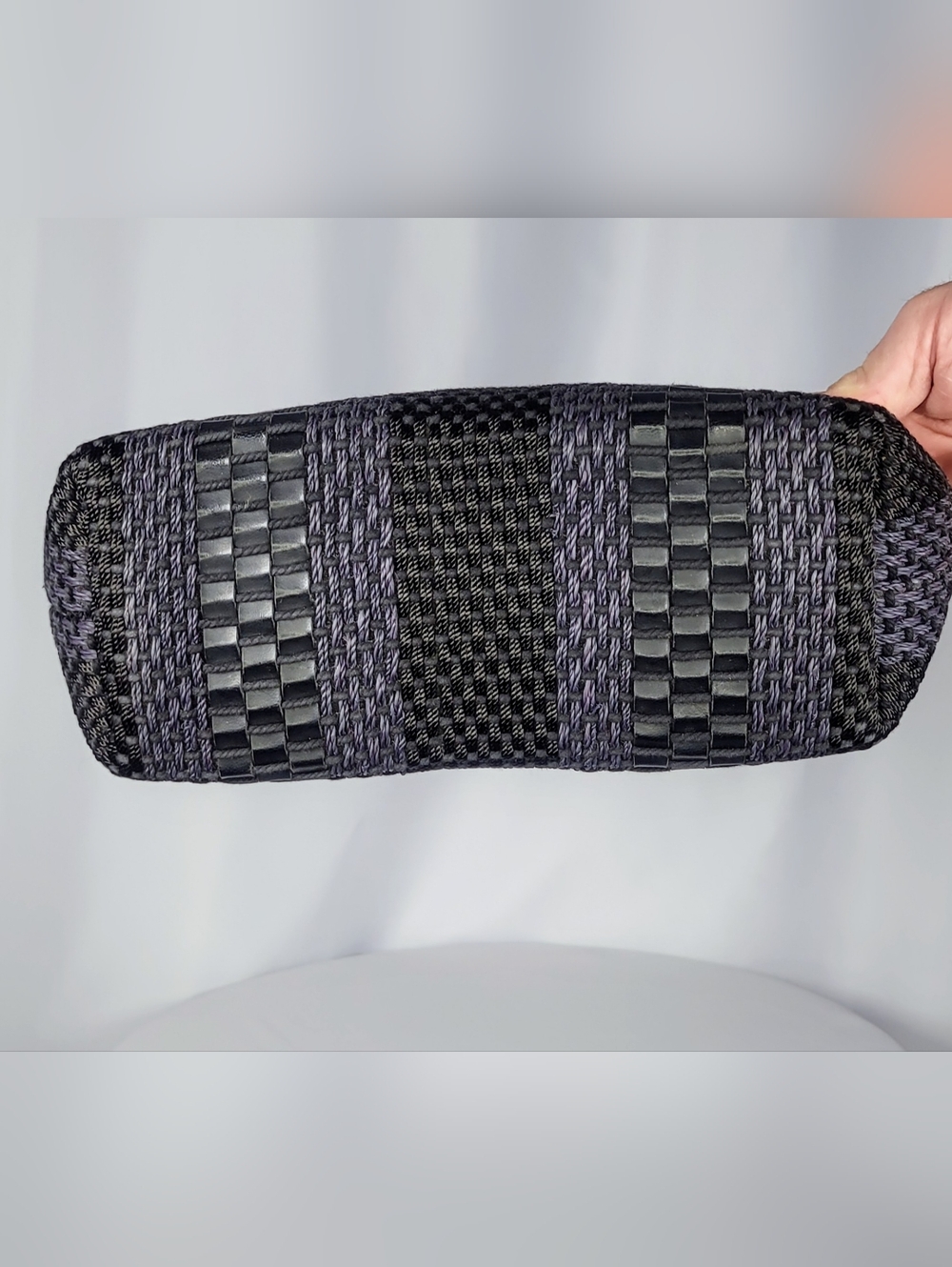 The Sak Elliott Lucca Black Woven Tote Bag Textured Shoulder Handbag - Picture 4 of 6